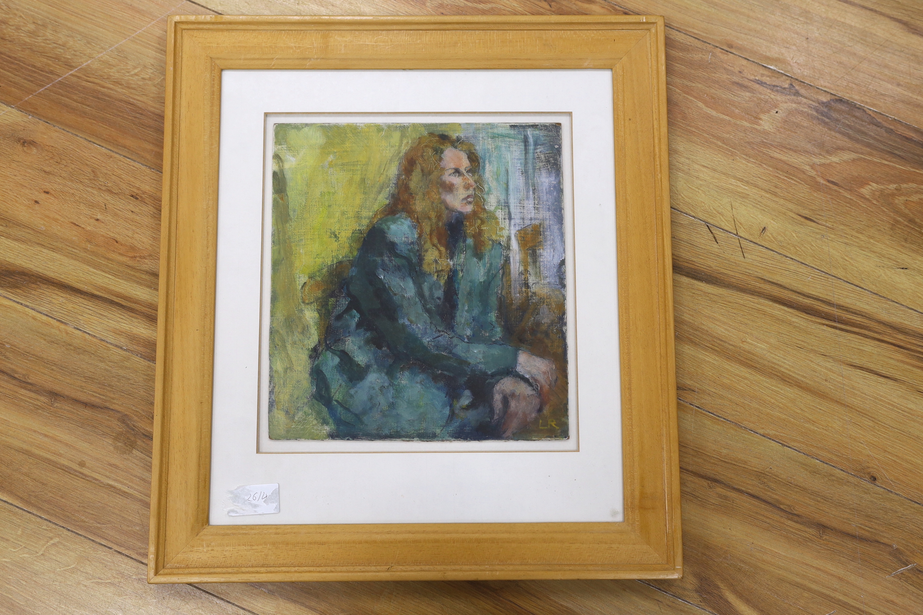 Lesley Robertshaw, oil on board, 'Unknown model 1995', initialled with Lewes Gallery label verso, 28 x 26cm